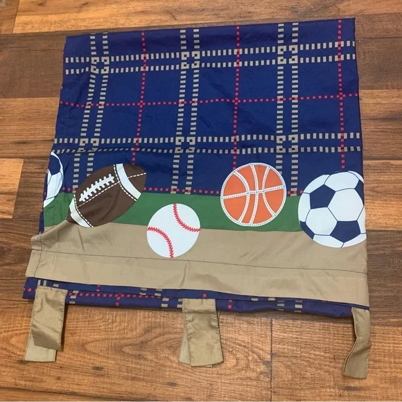 Sports Boys Kids Room Curtains Window- 2 Panels - Basketball Beisball Soccer - Picture 2 of 3